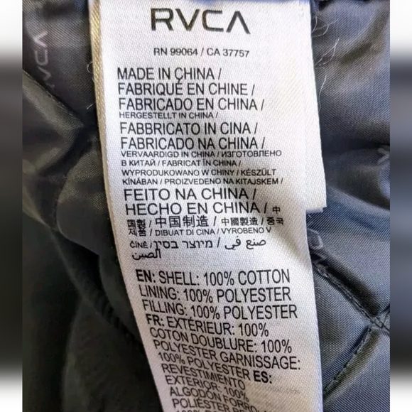 RVCA Hooded Bomber Jacket, Black, Mens Medium - Picture 4 of 4